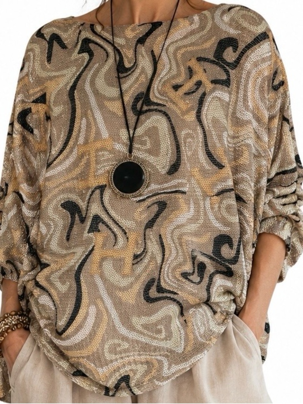 Free For Humanity Made in Italy Abstract Open Knit Dolman Sweater One Size